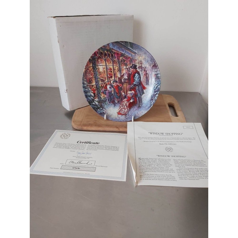 Dominion China Ltd. Collectors plate " Window Shopping", 1993, by Stewart Sherwo